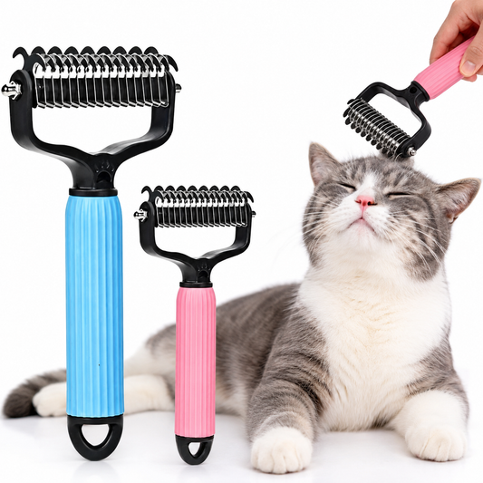 Double-sided stainless steel pet detangling comb for cats and dogs