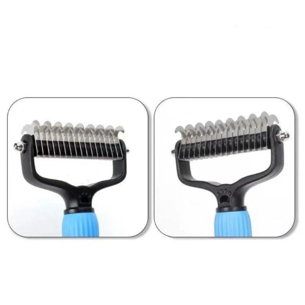 Pet grooming comb packaging with stainless steel double-sided design