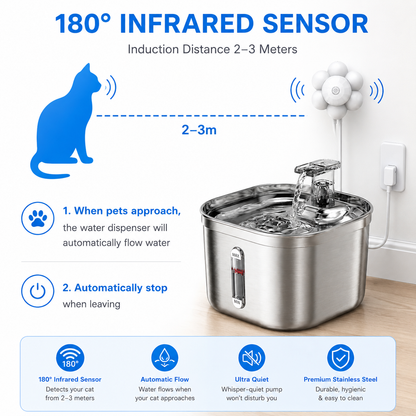 PurrFlow Smart Cat Water Fountain - multi-layer filtration system