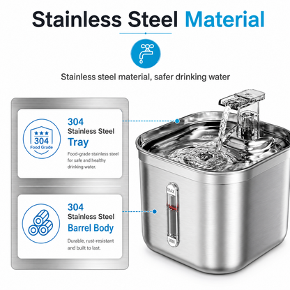 PurrFlow Smart Cat Water Fountain - BPA-free stainless steel design