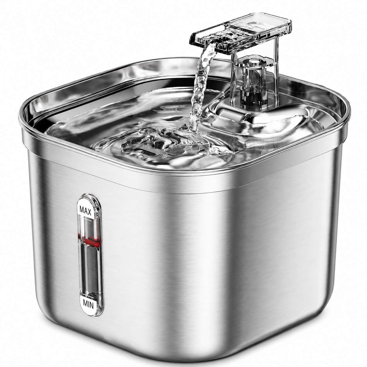 PurrFlow Smart Cat Water Fountain in stainless steel - ultra-quiet automatic pet water dispenser